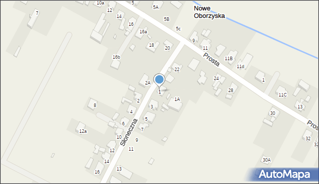 Nowe Oborzyska, Słoneczna, 1, mapa Nowe Oborzyska