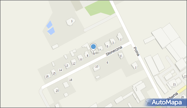 Nowe Piekuty, Słoneczna, 9, mapa Nowe Piekuty