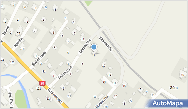 Nowosielce, Słoneczna, 8, mapa Nowosielce