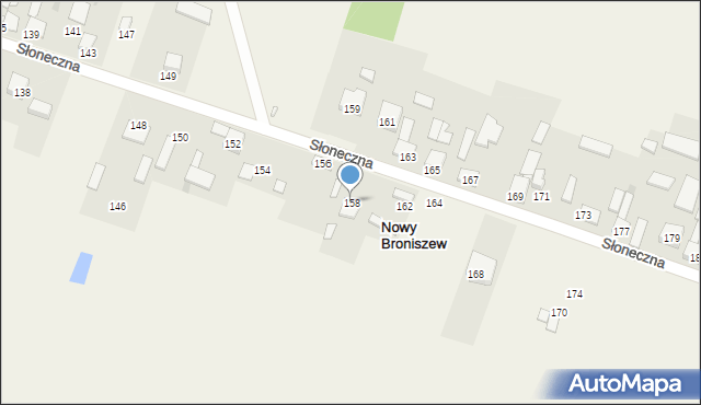 Nowy Broniszew, Słoneczna, 158, mapa Nowy Broniszew