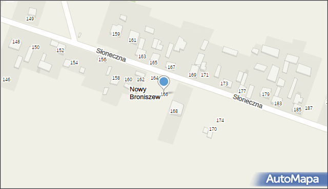 Nowy Broniszew, Słoneczna, 166, mapa Nowy Broniszew
