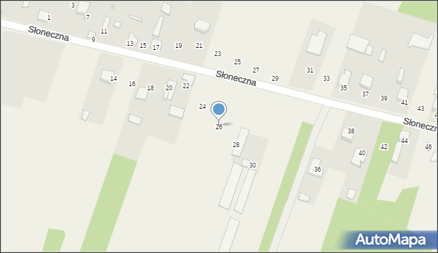 Nowy Broniszew, Słoneczna, 26, mapa Nowy Broniszew