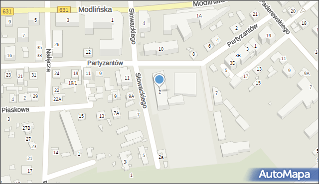 Nowy Dwór Mazowiecki, Słowackiego Juliusza, 2, mapa Nowy Dwór Mazowiecki