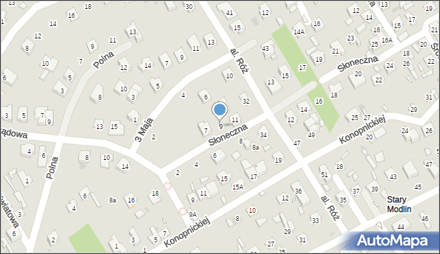 Nowy Dwór Mazowiecki, Słoneczna, 9, mapa Nowy Dwór Mazowiecki