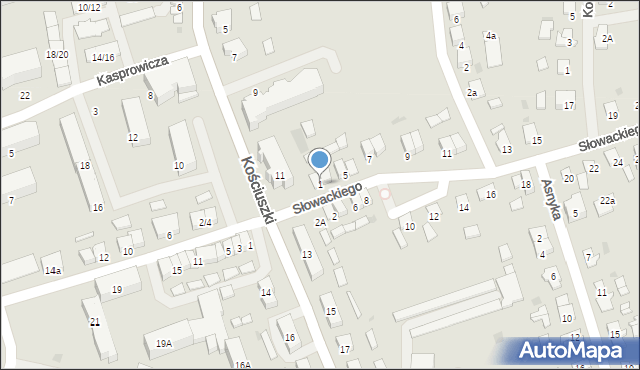 Olecko, Słowackiego Juliusza, 1, mapa Olecko