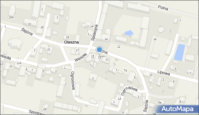 Oleszna, Ślężna, 13, mapa Oleszna