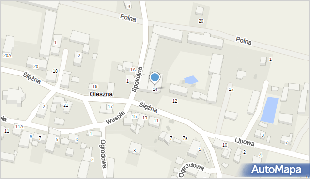 Oleszna, Ślężna, 14, mapa Oleszna