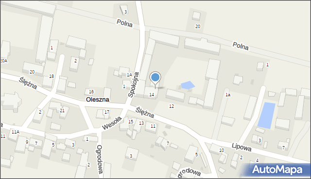 Oleszna, Ślężna, 14A, mapa Oleszna