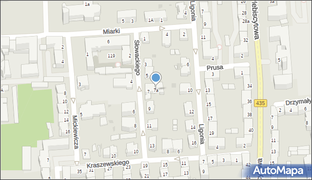 Opole, Słowackiego Juliusza, 7a, mapa Opola