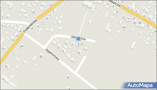 Osiek, Słoneczna, 3, mapa Osiek