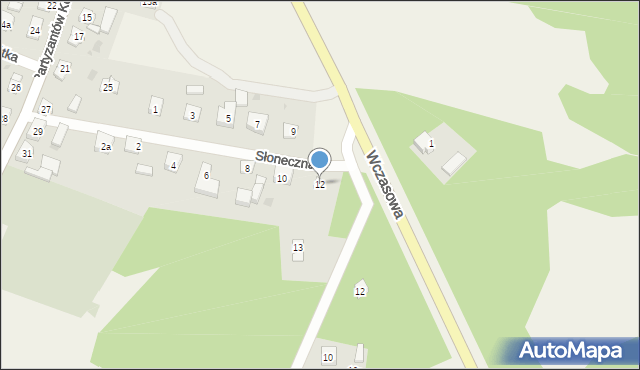 Osiek, Słoneczna, 12, mapa Osiek