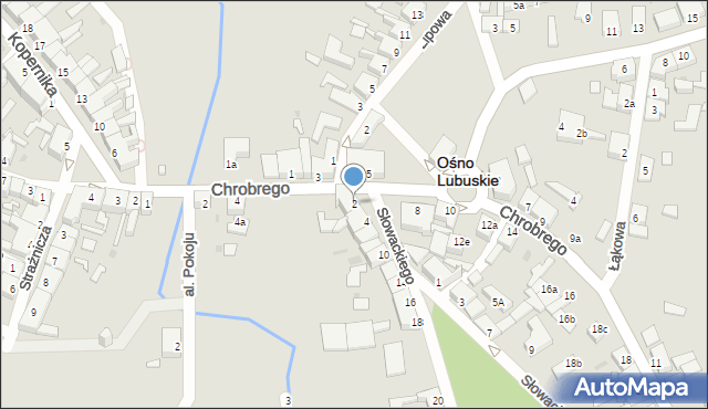Ośno Lubuskie, Słowackiego Juliusza, 2, mapa Ośno Lubuskie