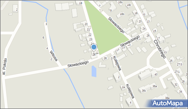Ośno Lubuskie, Słowackiego Juliusza, 26, mapa Ośno Lubuskie