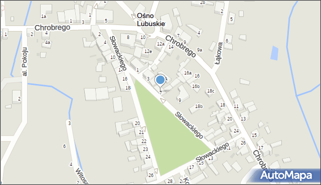 Ośno Lubuskie, Słowackiego Juliusza, 7, mapa Ośno Lubuskie