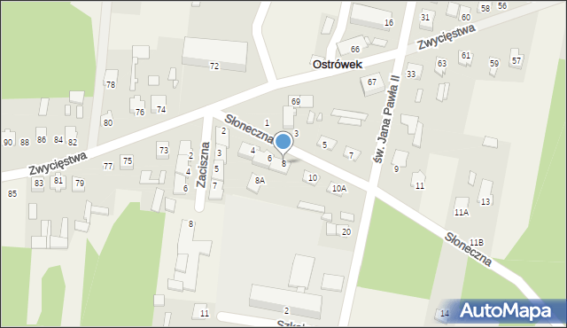 Ostrówek, Słoneczna, 8, mapa Ostrówek