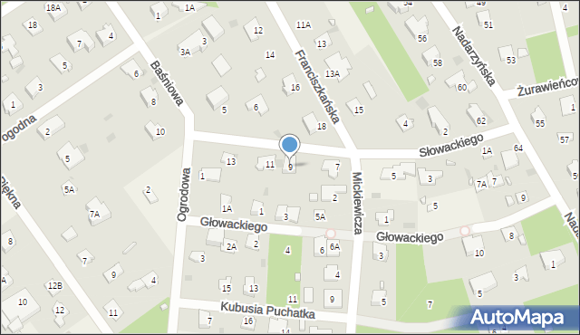 Otrębusy, Słowackiego Juliusza, 9, mapa Otrębusy