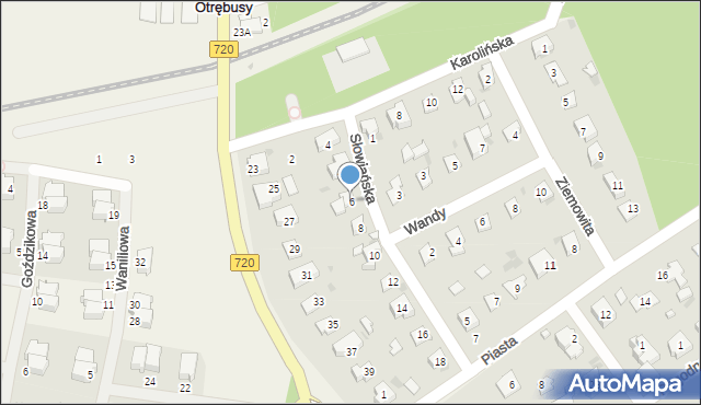 Otrębusy, Słowiańska, 6, mapa Otrębusy