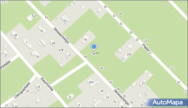Otwock, Słowackiego Juliusza, 44, mapa Otwock