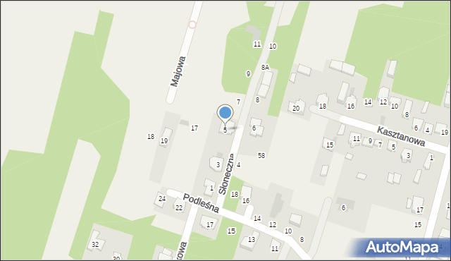 Palmiry, Słoneczna, 5, mapa Palmiry