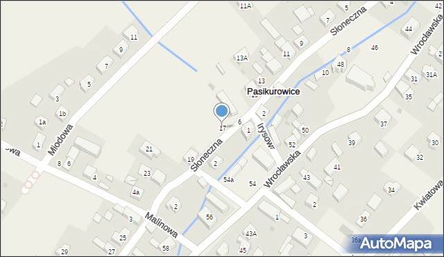 Pasikurowice, Słoneczna, 17, mapa Pasikurowice