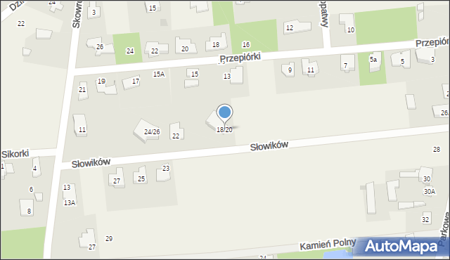 Pęcice Małe, Słowików, 18/20, mapa Pęcice Małe