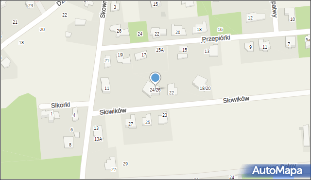 Pęcice Małe, Słowików, 24/26, mapa Pęcice Małe