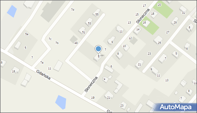 Pępowo, Słoneczna, 5, mapa Pępowo