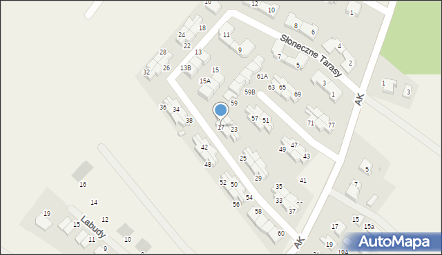 Pępowo, Słoneczne Tarasy, 17, mapa Pępowo