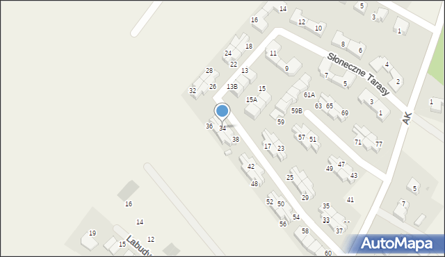 Pępowo, Słoneczne Tarasy, 34, mapa Pępowo