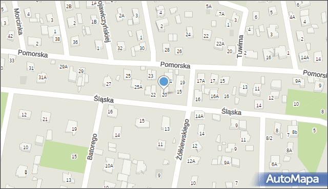 Piaseczno, Śląska, 20, mapa Piaseczno