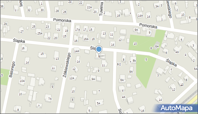 Piaseczno, Śląska, 9, mapa Piaseczno