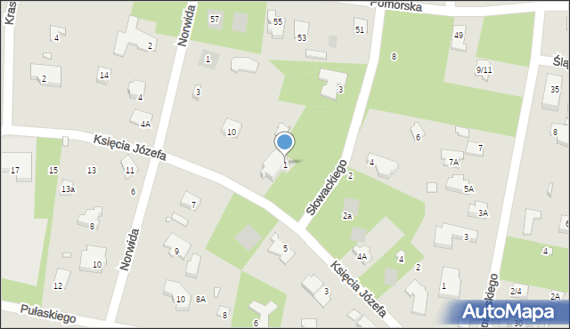 Piaseczno, Słowackiego Juliusza, 1, mapa Piaseczno