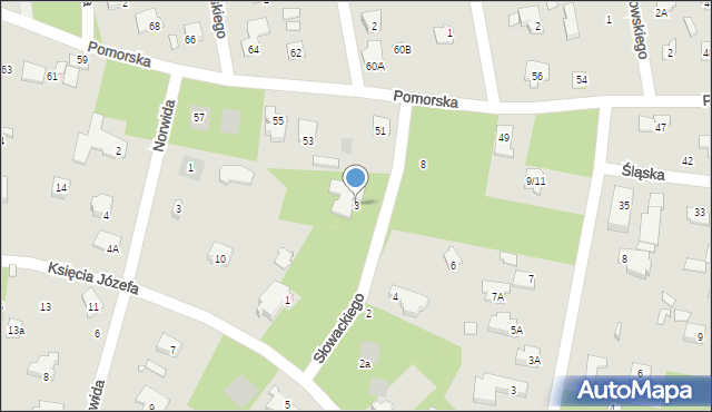 Piaseczno, Słowackiego Juliusza, 3, mapa Piaseczno