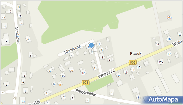 Piasek, Słoneczna, 4, mapa Piasek