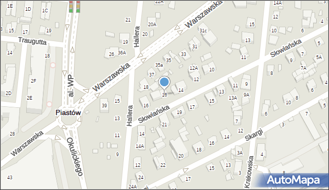 Piastów, Słowiańska, 16, mapa Piastów