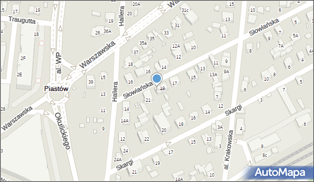 Piastów, Słowiańska, 19A, mapa Piastów