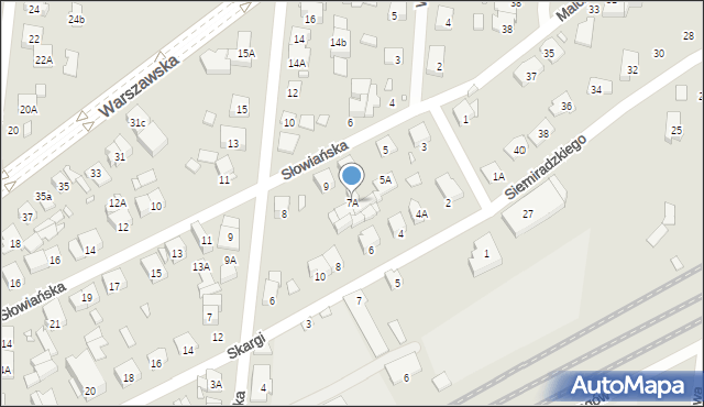 Piastów, Słowiańska, 7A, mapa Piastów