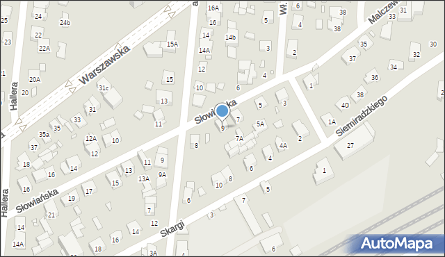 Piastów, Słowiańska, 9, mapa Piastów