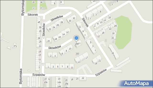 Piekary Śląskie, Słowików, 10A, mapa Piekary Śląskie