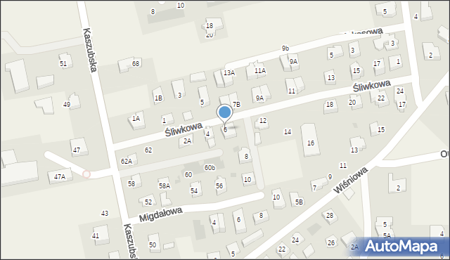 Pierwoszyno, Śliwkowa, 6, mapa Pierwoszyno