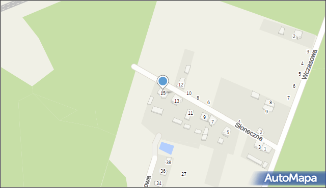 Pietrzaki, Słoneczna, 15, mapa Pietrzaki