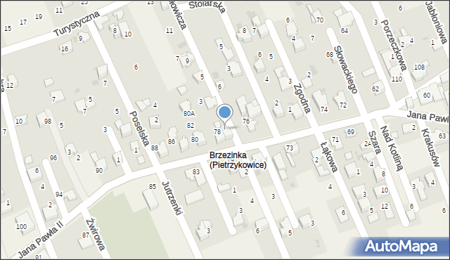 Pietrzykowice, Słowicza, 1, mapa Pietrzykowice