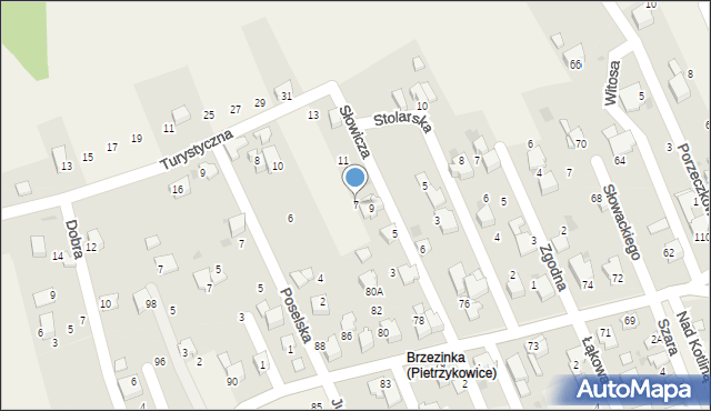 Pietrzykowice, Słowicza, 7, mapa Pietrzykowice
