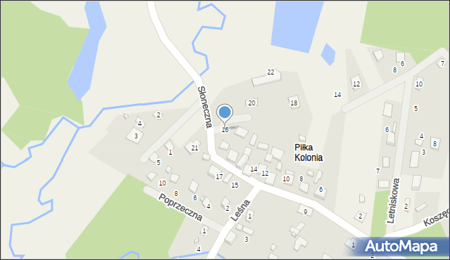 Piłka Kolonia, Słoneczna, 16, mapa Piłka Kolonia