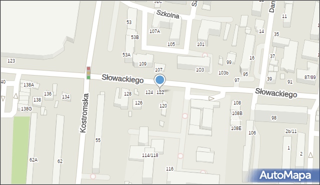 Piotrków Trybunalski, Słowackiego Juliusza, 122, mapa Piotrków Trybunalski