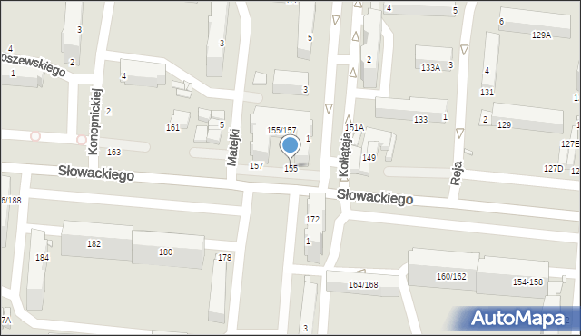 Piotrków Trybunalski, Słowackiego Juliusza, 155, mapa Piotrków Trybunalski