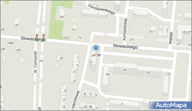 Piotrków Trybunalski, Słowackiego Juliusza, 186/188, mapa Piotrków Trybunalski