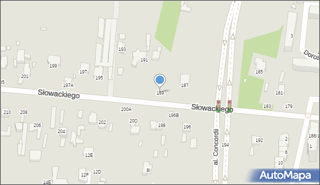 Piotrków Trybunalski, Słowackiego Juliusza, 189, mapa Piotrków Trybunalski