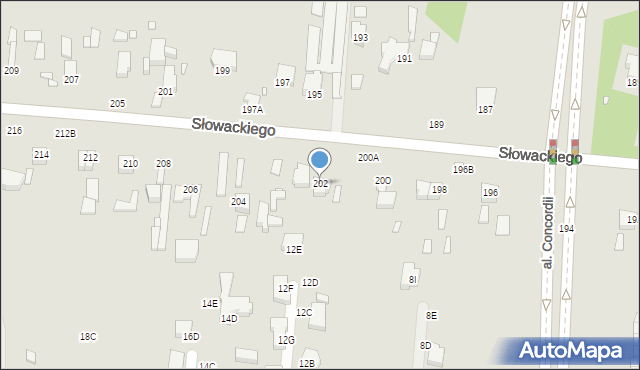 Piotrków Trybunalski, Słowackiego Juliusza, 202, mapa Piotrków Trybunalski