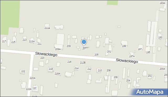 Piotrków Trybunalski, Słowackiego Juliusza, 207, mapa Piotrków Trybunalski